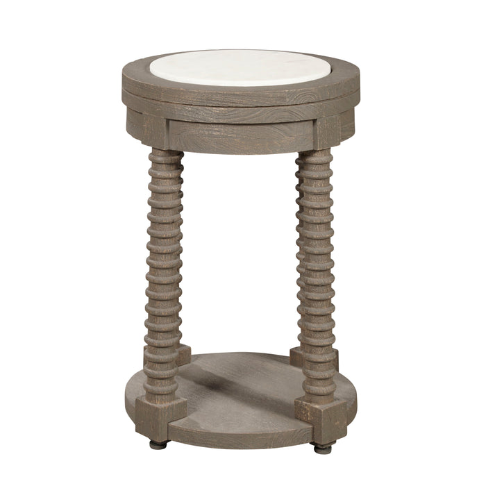 Spindle Leg Spot Table With Marble Top - Multi