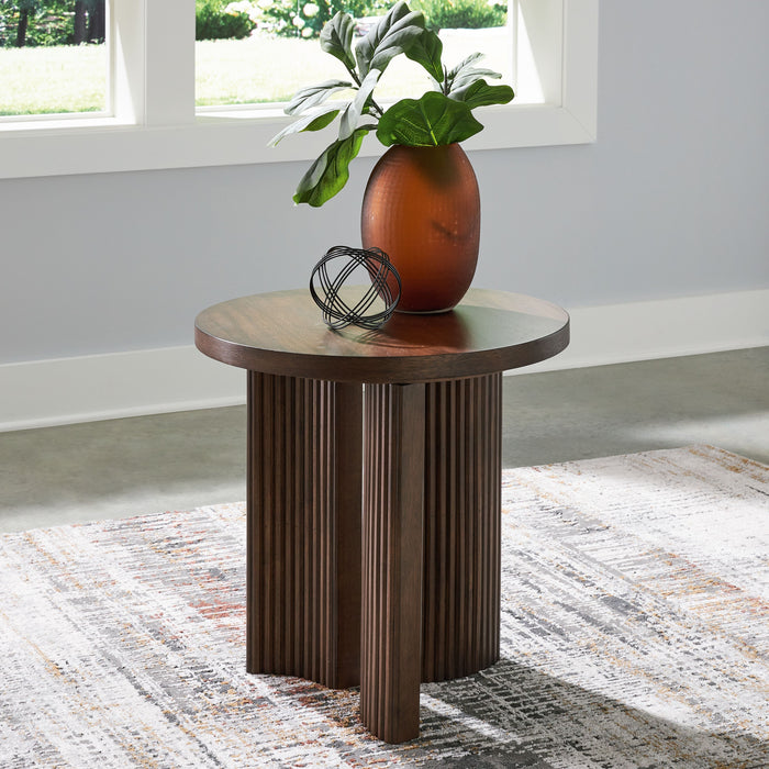 Korestone - Dark Brown - Round End Table