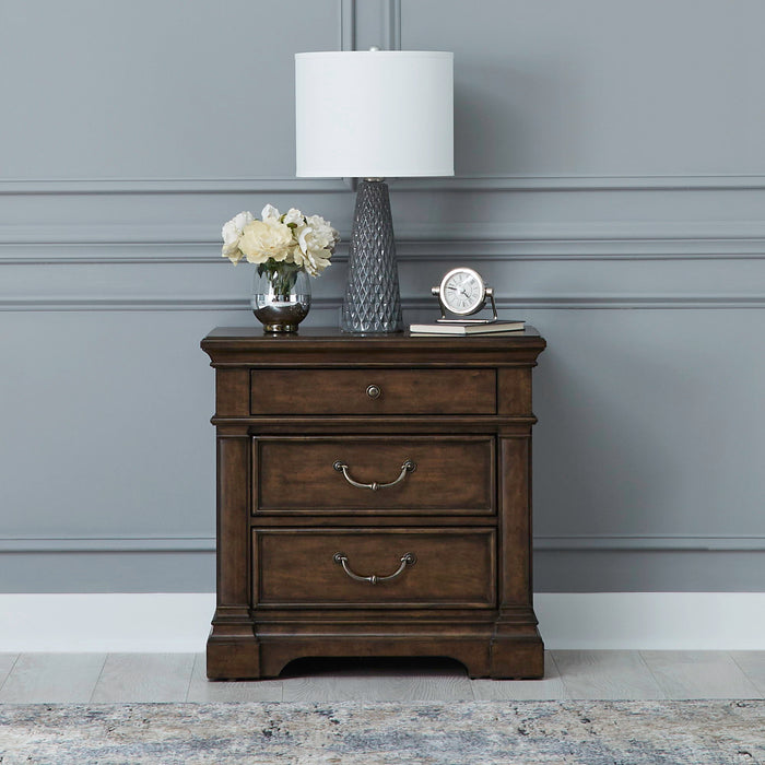 Arden Road - Nightstand With Charging Station - Satin Cherry