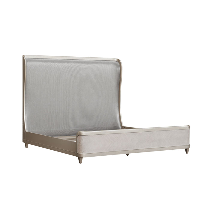 Zoey - Upholstered King Shelter Bed - Silver