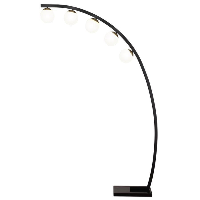 Cody - Spherical 5-Light Arc Metal Floor Lamp - Black