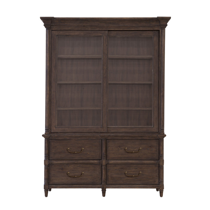 Revival Row - Sliding Door Display Cabinet with Storage Drawers - Brown