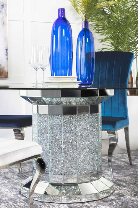 Ellie - Cylinder Pedestal Glass Top Dining Table