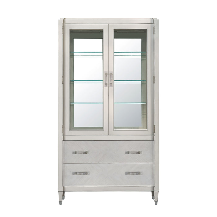 Zoey - Glass Door China Cabinet With Drawers - Silver