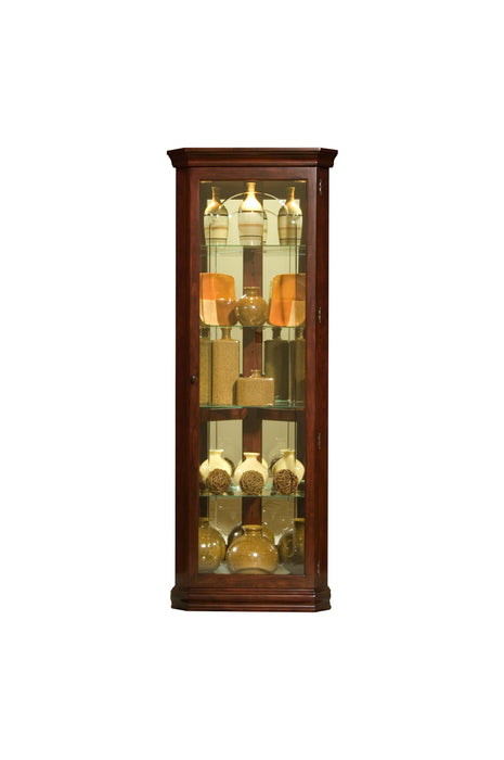 PFC Curios - Mirrored 4 Shelf Corner Curio Cabinet - Victorian Brown