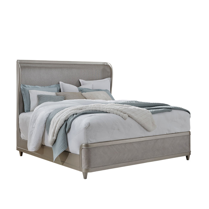 Zoey - Upholstered King Shelter Bed - Silver