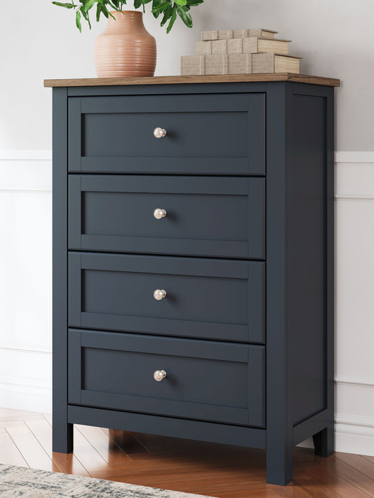 Landocken - Brown / Blue - Four Drawer Chest