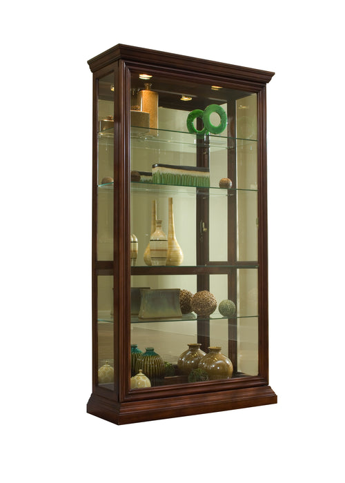 PFC Curios - Lighted Sliding Door 4 Shelf Curio Cabinet - Cherry Brown