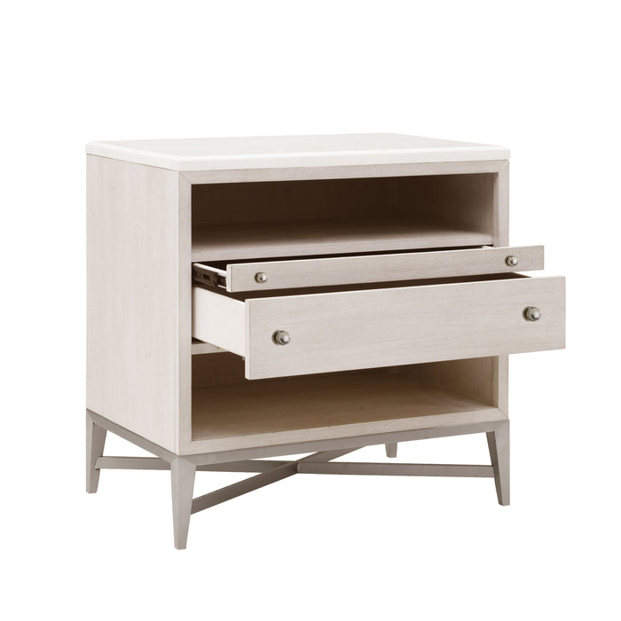 Ashby Place - Accent Nightstand with Center Drawers and USB-C Port - Natural