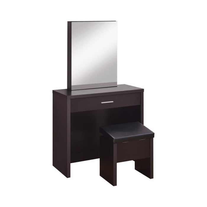 Harvey - Vanity Set With Lift-Top Stool - Cappuccino