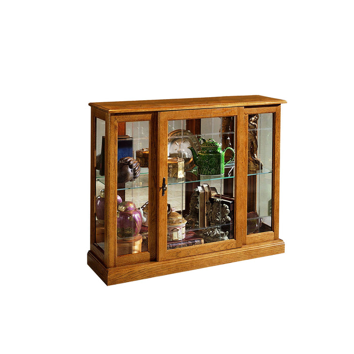 PFC Curios - Lighted 1 Shelf Console Display Cabinet - Golden Oak Brown