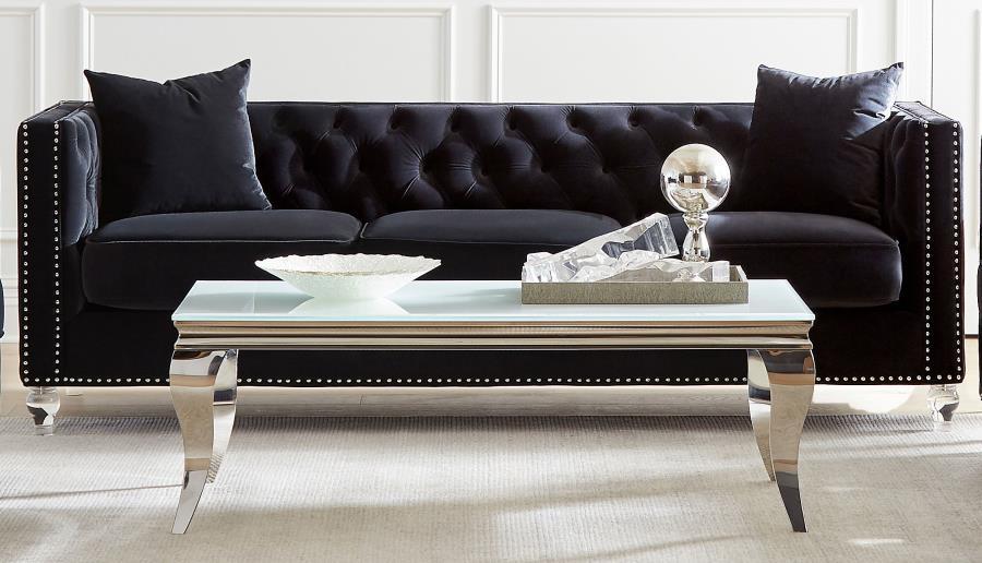 Delilah - Upholstered Tufted Tuxedo Arm Sofa - Black