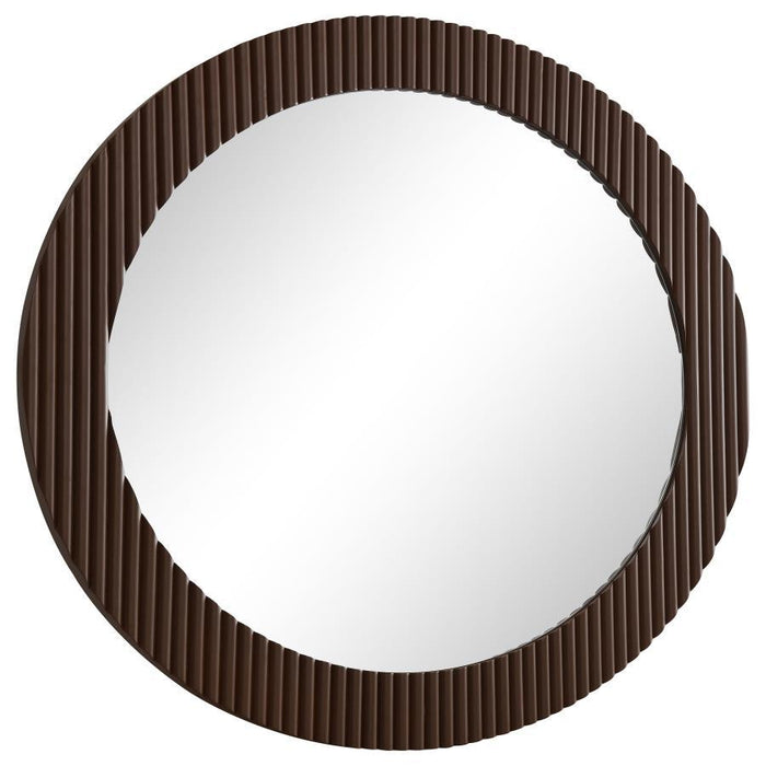 Dexter - Round Reeding Frame Wall Mirror - Brown