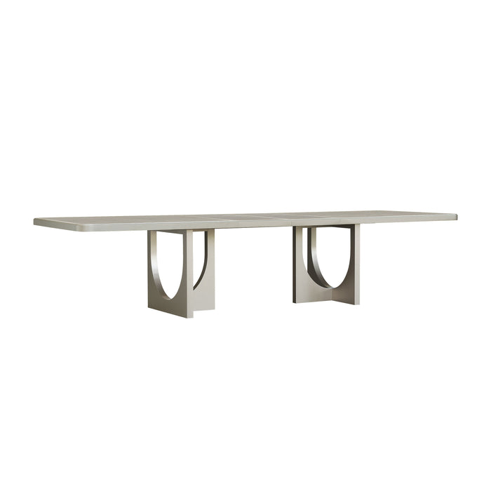 Zoey - Double Pedestal Dining Table with Leaf Extensions - Silver