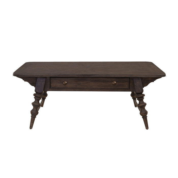 Revival Row - Rectangular Cocktail Table with Drawer - Brown