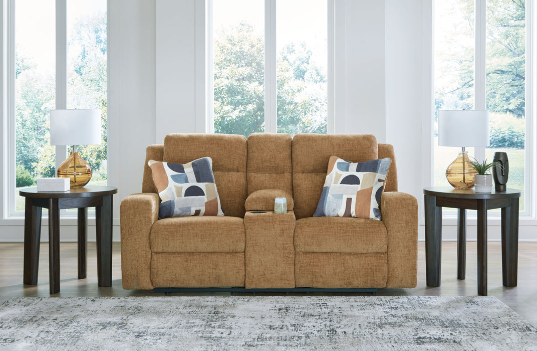 Kanlow - Honey - Dbl Reclining Loveseat With Console