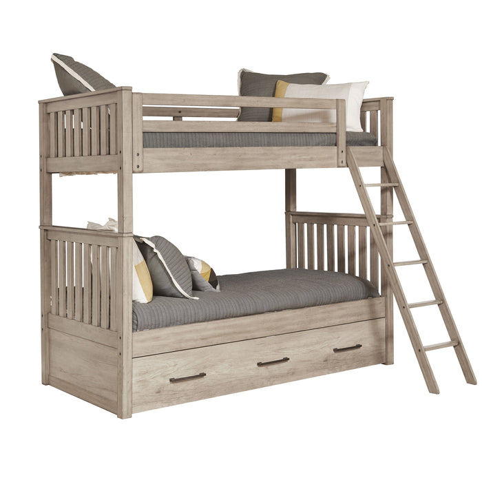 River Creek - Twin Bunk Bed with Trundle - River Birch Brown