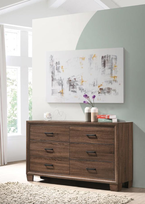 Brandon - 6-Drawer Dresser - Warm Brown