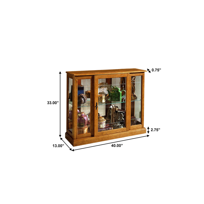 PFC Curios - Lighted 1 Shelf Console Display Cabinet - Golden Oak Brown