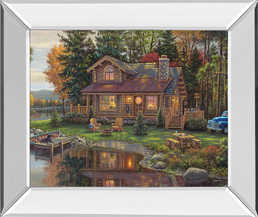 Mirrored Frame Peace Like A River Cabin By Kim Norlien - Dark Brown