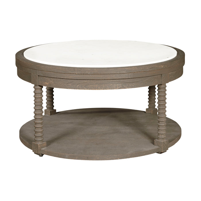 Pulaski Accents - Round Cocktail Table with Marble Top - Natural