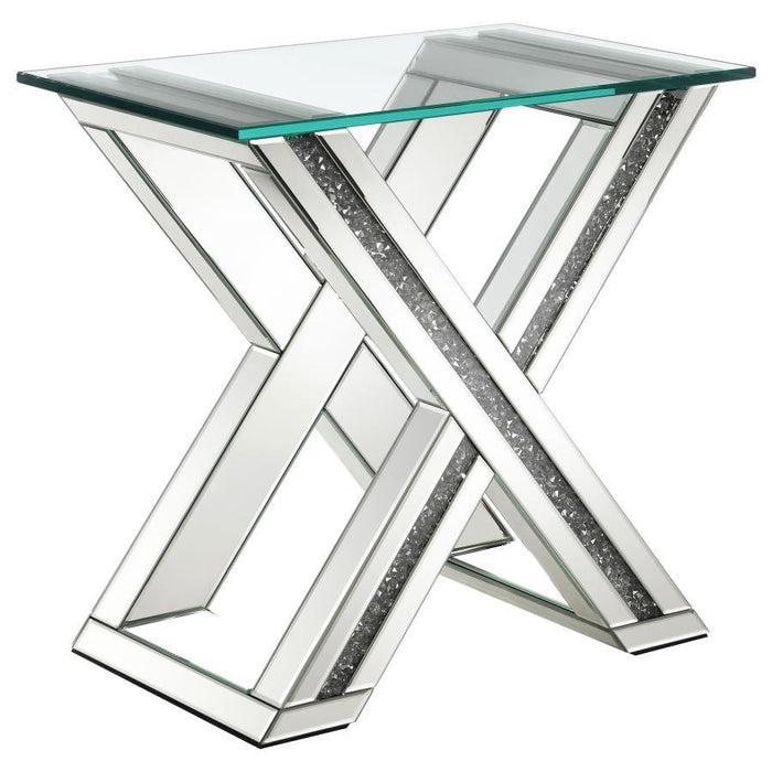 Bonnie - Rectangular Mirrored Glass Top End Table - Silver