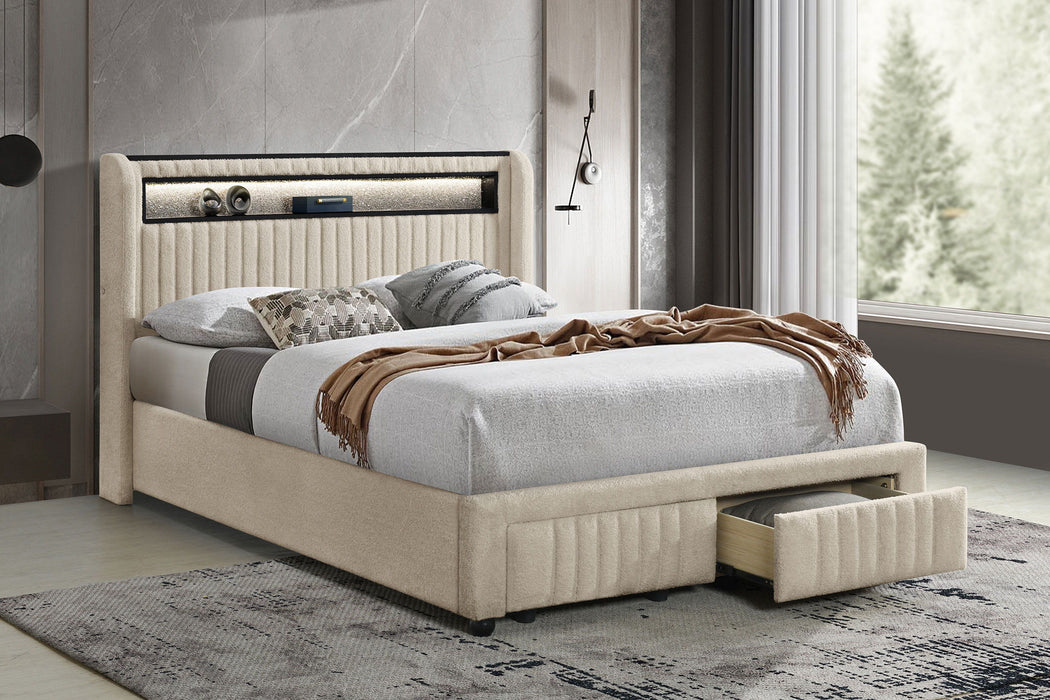 Madison - Upholstered LED Storage Platform Bed