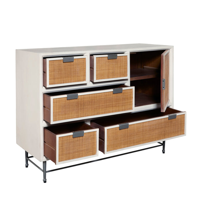 5-Drawer Accent Chest With Cabinet - White