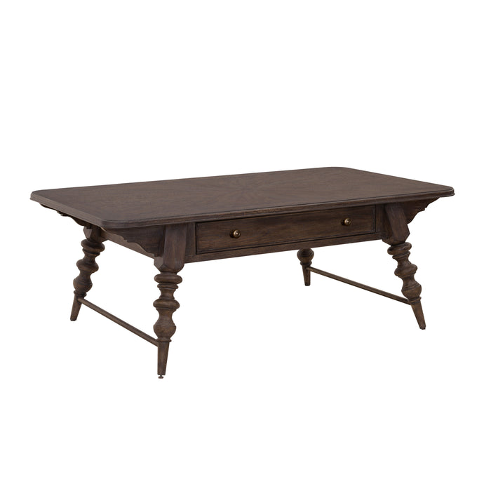 Revival Row - Rectangular Cocktail Table with Drawer - Brown