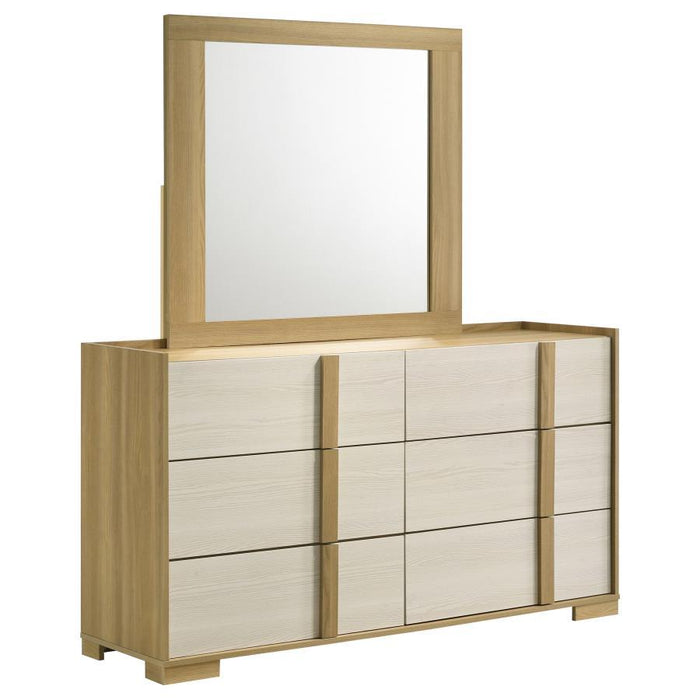 Hyland - 6 Drawers Dresser With Mirror - Natural