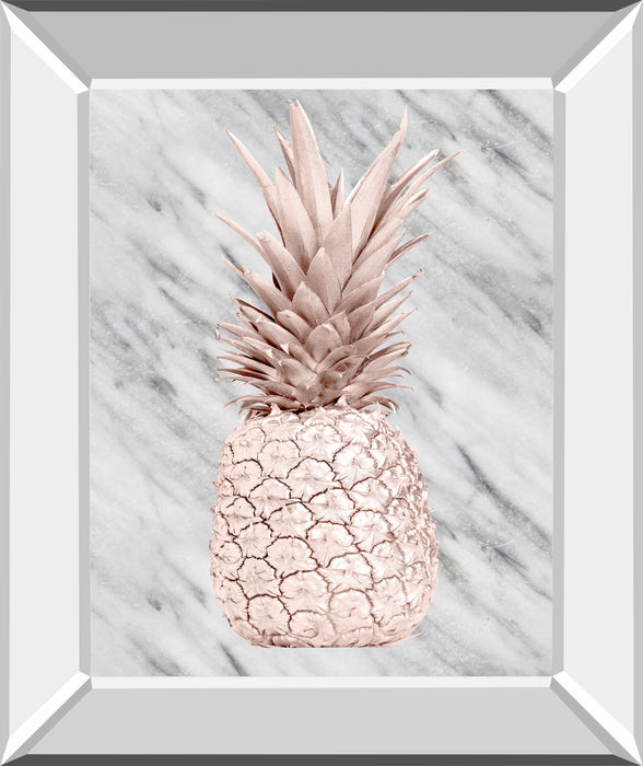 Rose Gold Pineapple On Gray Marble By Nature Magick - Mirror Framed Print Wall Art - Gray