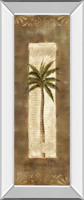Scroll Palm Il By Carol Robinson - Mirror Framed Print Wall Art - Beige
