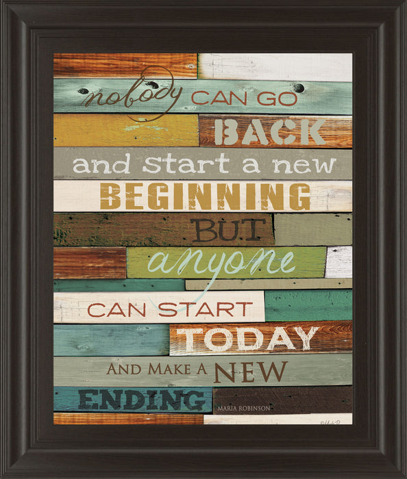 Make A New Ending By Marla Rae Motivational - Framed Print Wall Art - Dark Brown