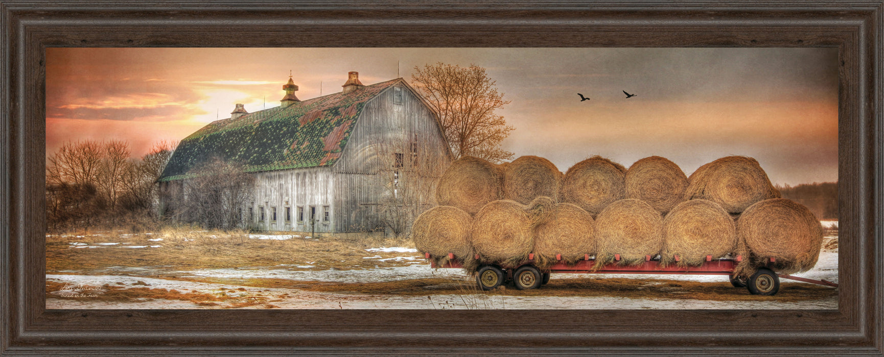 Sunset On The Farm By Lori Dieter - Framed Print Wall Art - Dark Brown