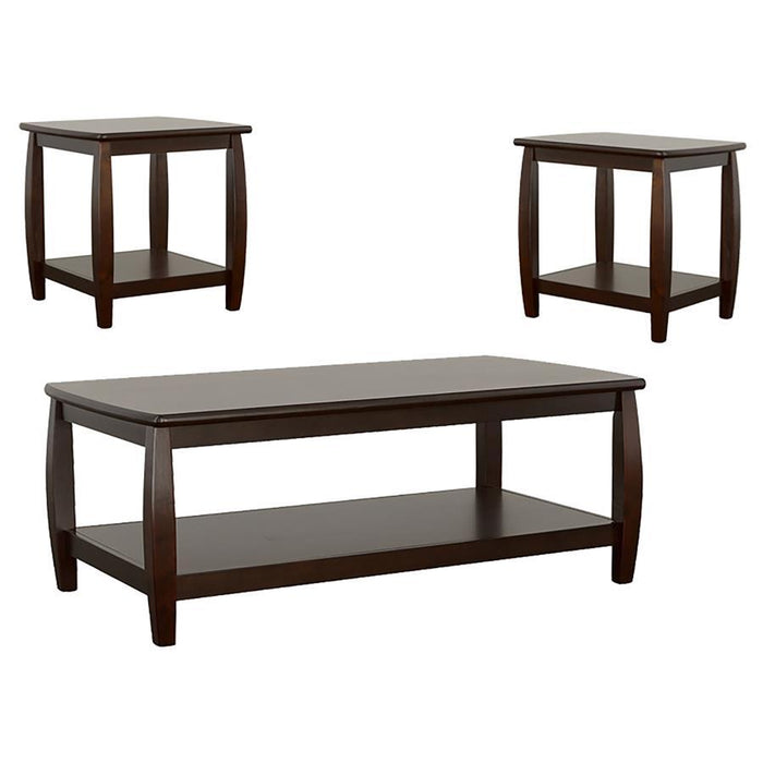 Dixon - 3 Piece Rectangular Wood Coffee Table Set Espresso - Cappuccino