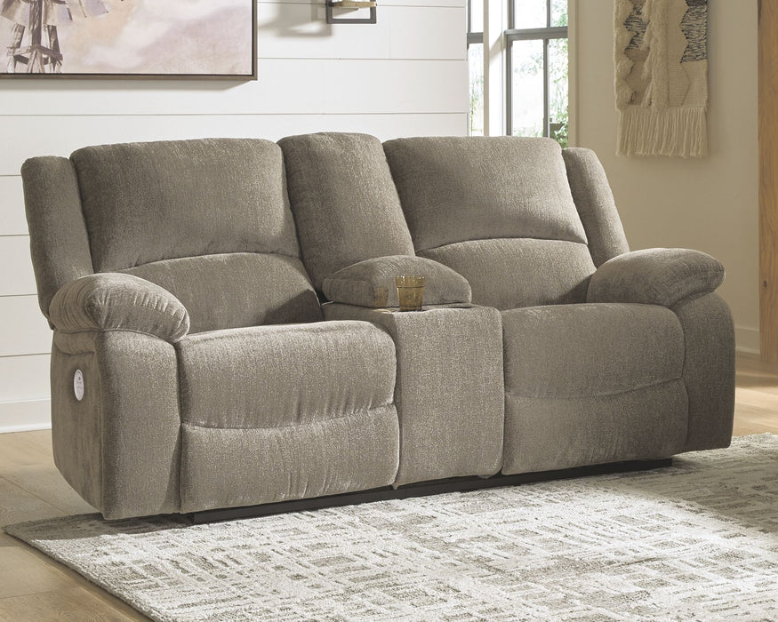 Draycoll - Pewter - Dbl Rec Pwr Loveseat W/Console