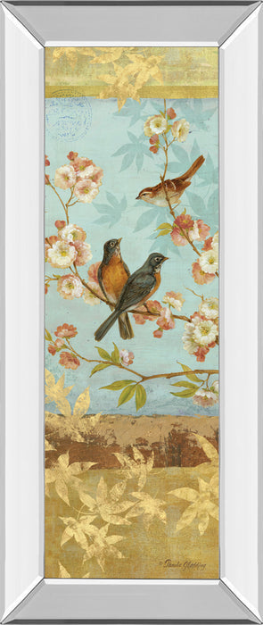Robins & Blooms Panel By Pamela Gladding - Mirror Framed Print Wall Art - Blue