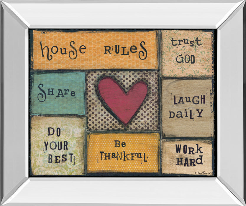 House Rules By Lisa Larson - Mirror Framed Print Wall Art - Dark Brown
