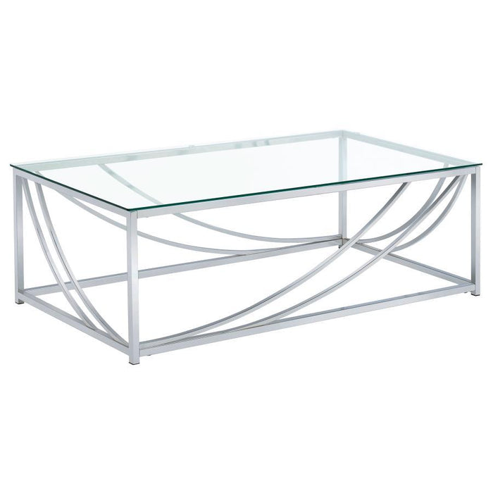 Lille - Glass Top Rectangular Coffee Table Accents - Chrome