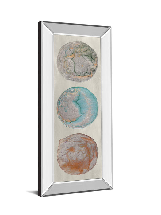 Planet Trio Il By Alicia Ludwig - Mirror Framed Print Wall Art - Blue