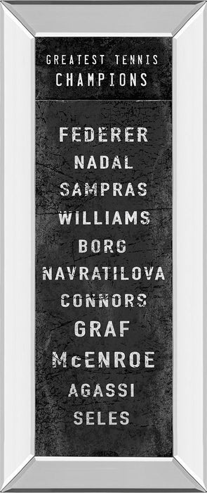 The Greatest Tennis Champions By The Vintage Collection - Mirror Framed Print Wall Art - Dark Brown