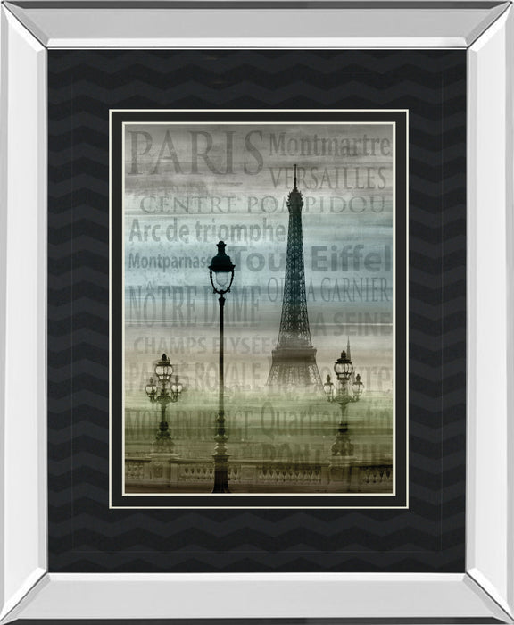 Paris 1 By Allen Lanbert - Mirror Framed Print Wall Art - Blue