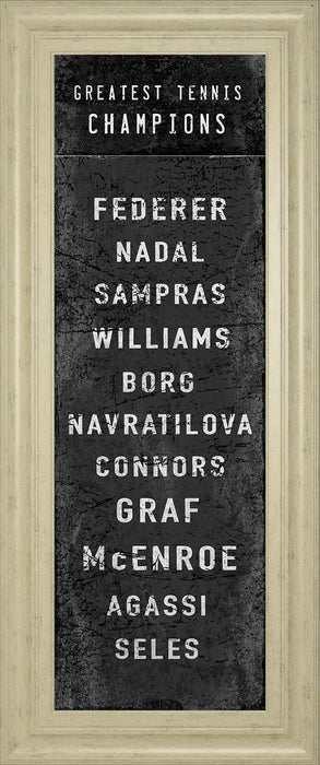 The Greatest Tennis Champions By The Vintage Collection - Framed Print Wall Art - Dark Brown