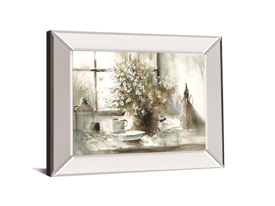 Daisy Still Life By George Bjorkland - Mirror Framed Print Wall Art - Gray