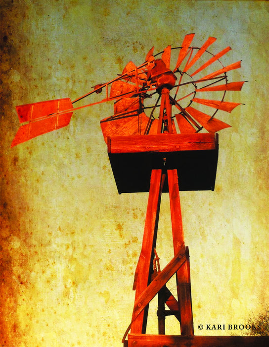 Framed Small - Chip's Windmill By Kari Brooks - Red