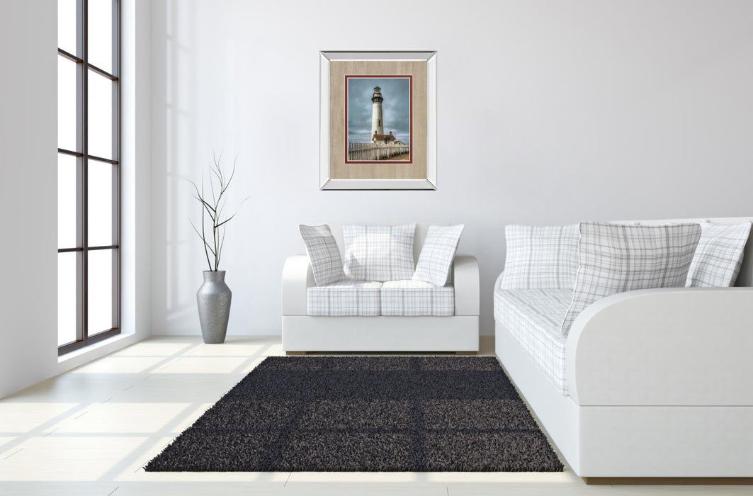 Pigeon Point Lighthouse By Cahill M. Mirrored Frame - Blue