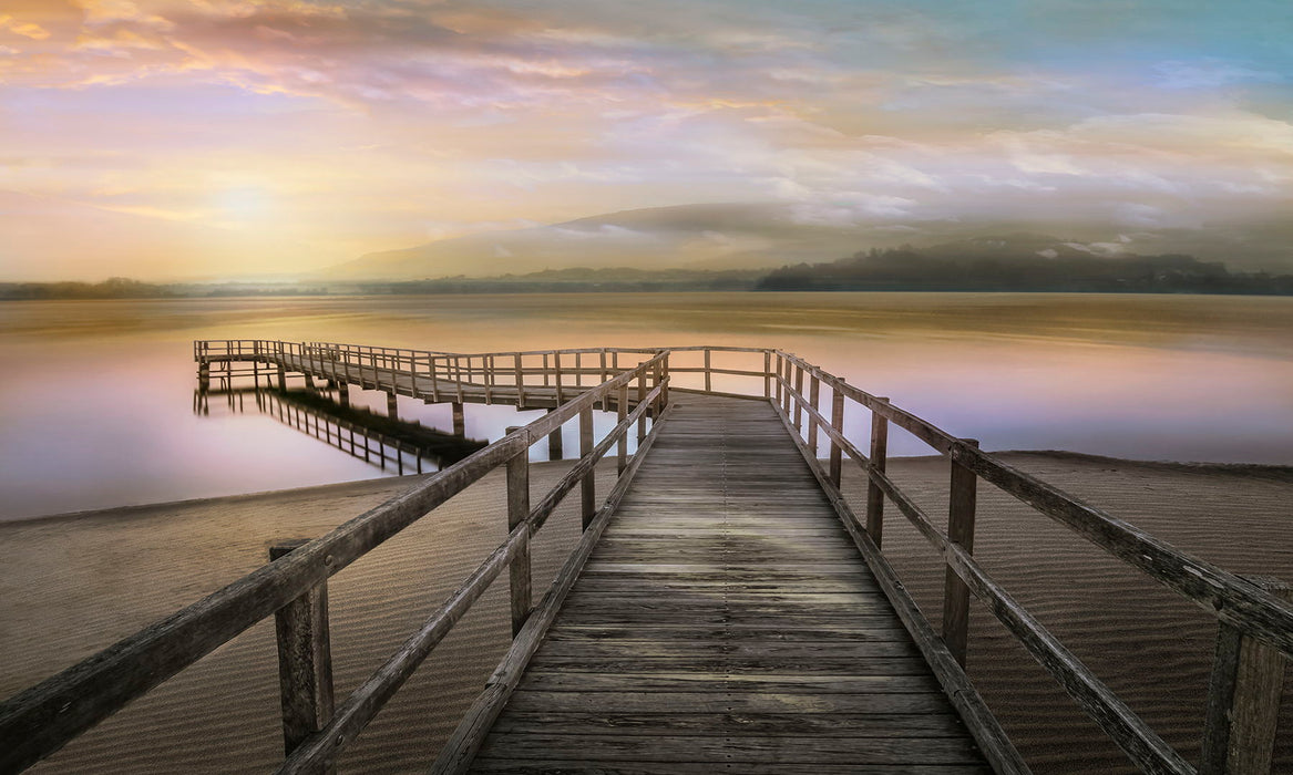 Small - Morning On The Lake By Mike Calascibetta - Blue