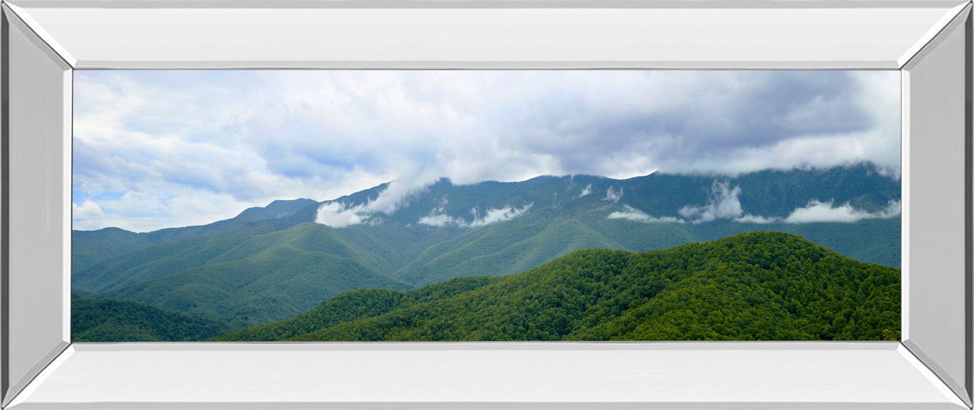 Misty Mountains Il By Kames Mcloughlin - Mirror Framed Print Wall Art - Green