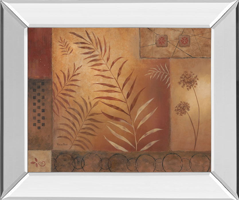 Modern Fern Il By Vivian Flasch - Mirror Framed Print Wall Art - Red